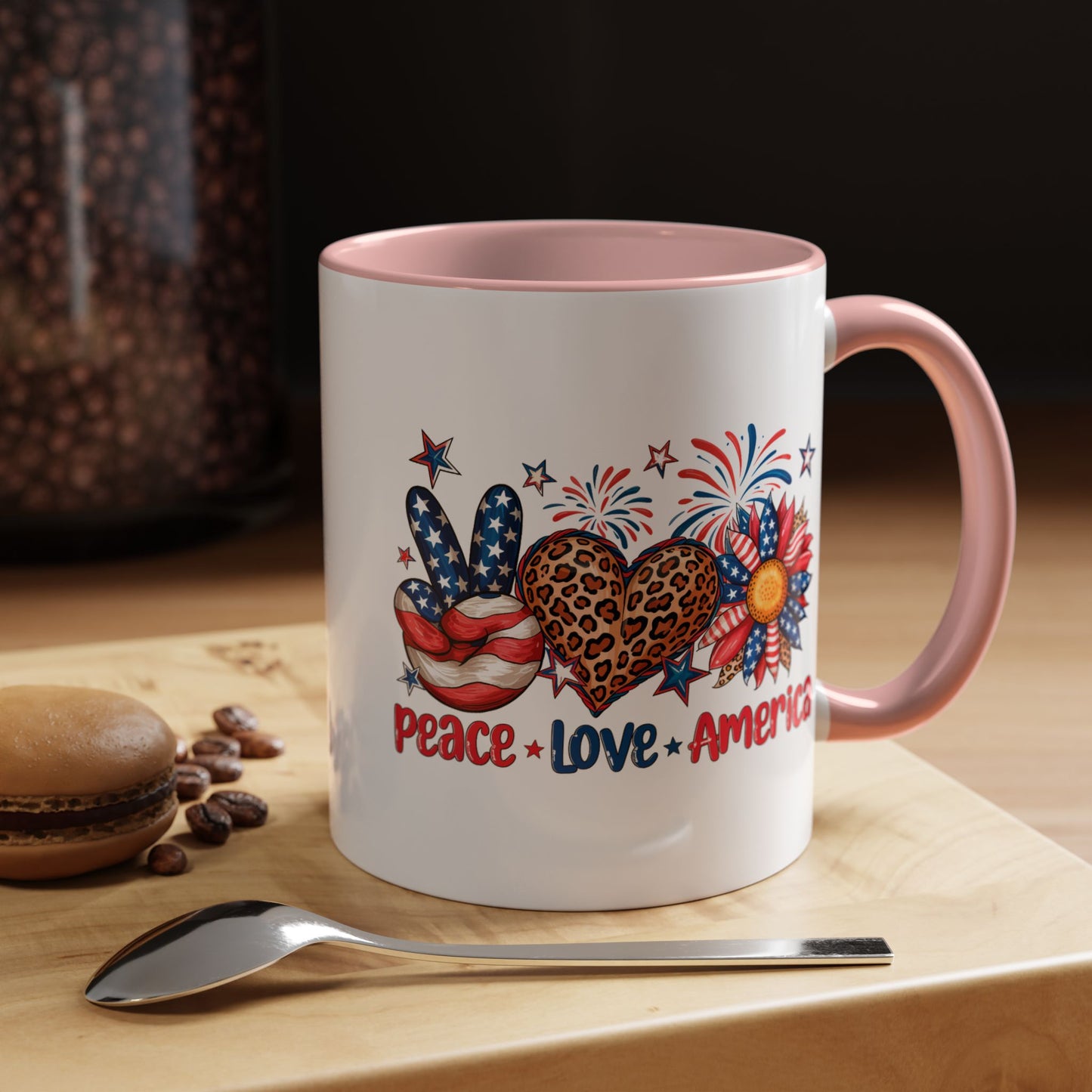 4th of July Mug - Peace Love America