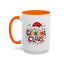 Christmas Mug - Grandma Claus Green Yellow & Red Text Hat Lights Stars