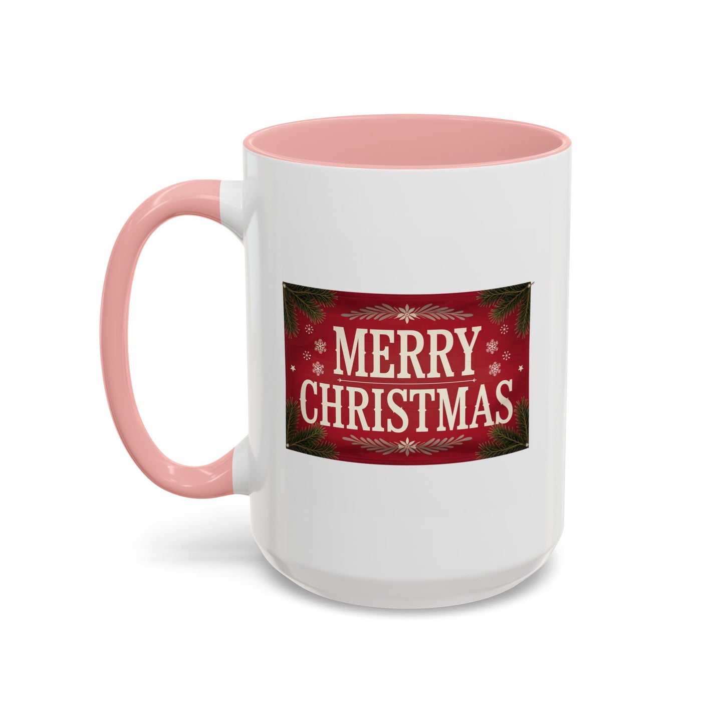 Christmas Mug - Merry Christmas Cream Text Maroon Background