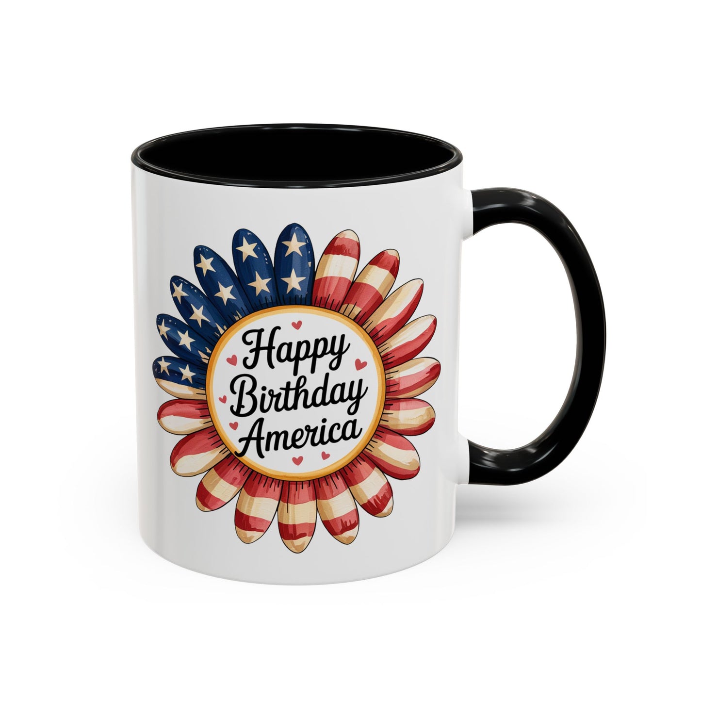 4th of July Mug - Happy Birthday America Sunflower