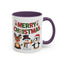 Christmas Mug - Red Green & Gold Text Reindeer Snowman Penguin