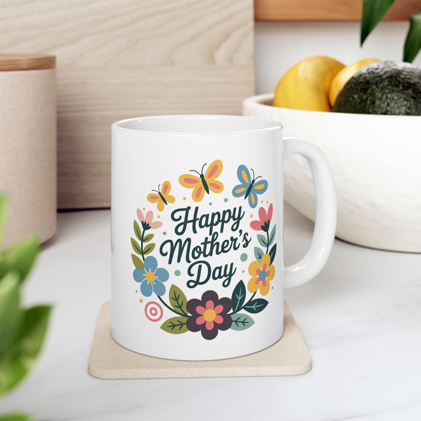 Mother's Day Mug - Happy Mother's Day Floral Butterflies