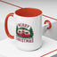 Christmas Mug - Merry Christmas Maroon Text Camper Trees