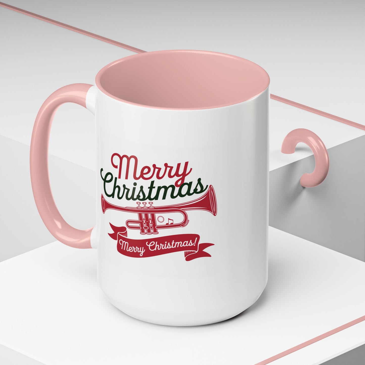 Christmas Mug - Red & Green Text Trumpet