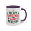 Christmas Mug - Merry Christmas and a Happy New Year Green & Red Text Trees Stars