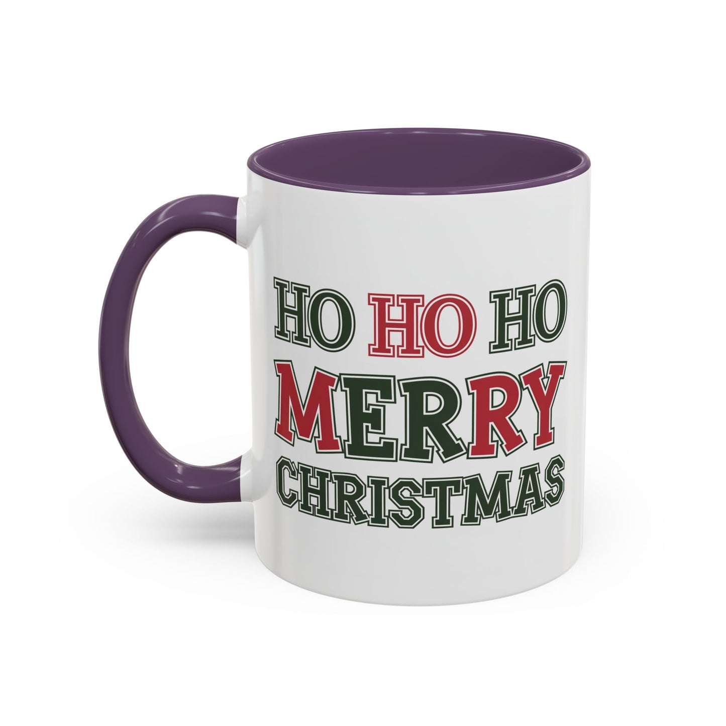 Christmas Mug - Ho Ho Ho Merry Christmas Green & Red Text 2