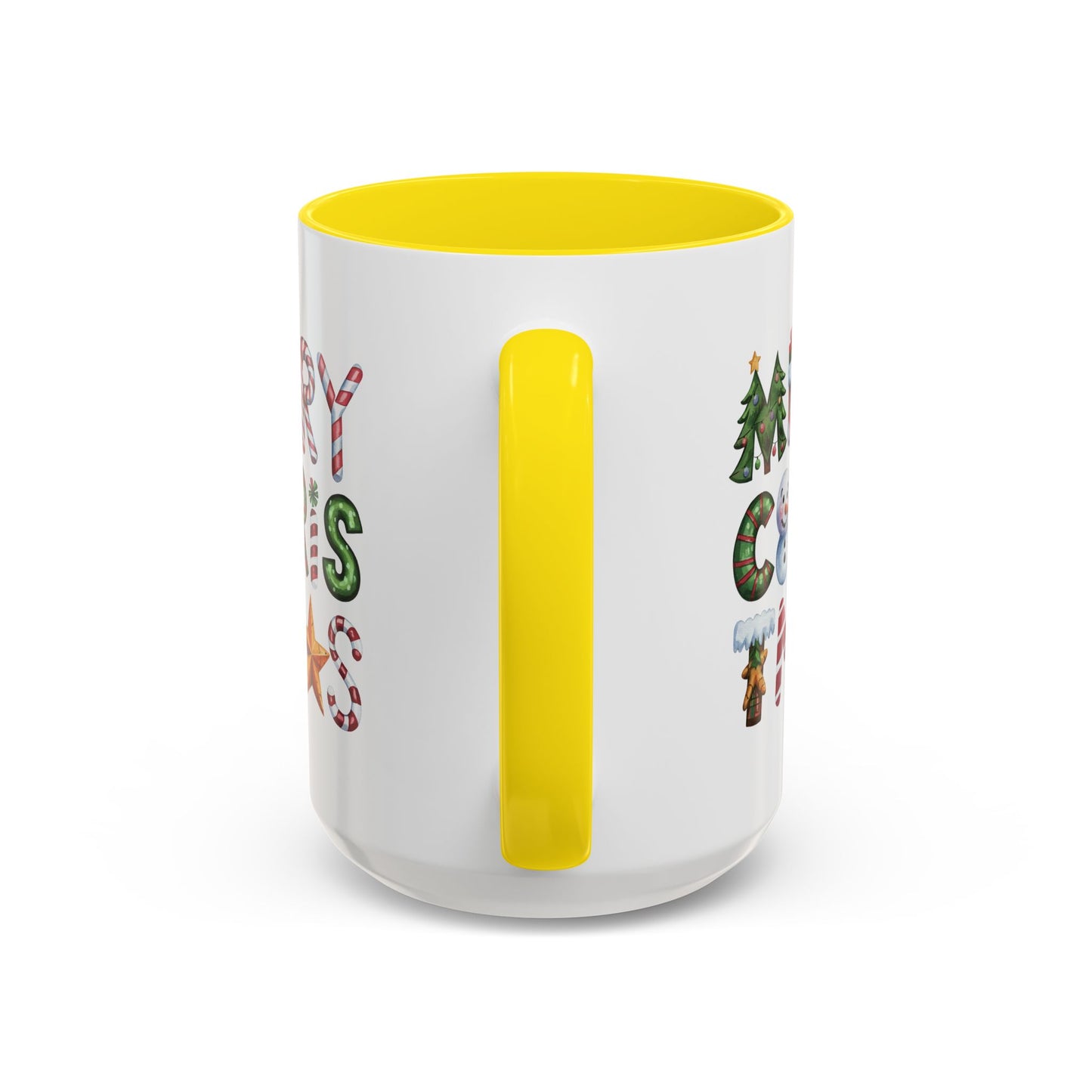 Christmas Mug - Merry Christmas Green Red & Gold Patterned Text