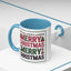 Christmas Mug - Merry Christmas Red Green & Black Text Trees Presents