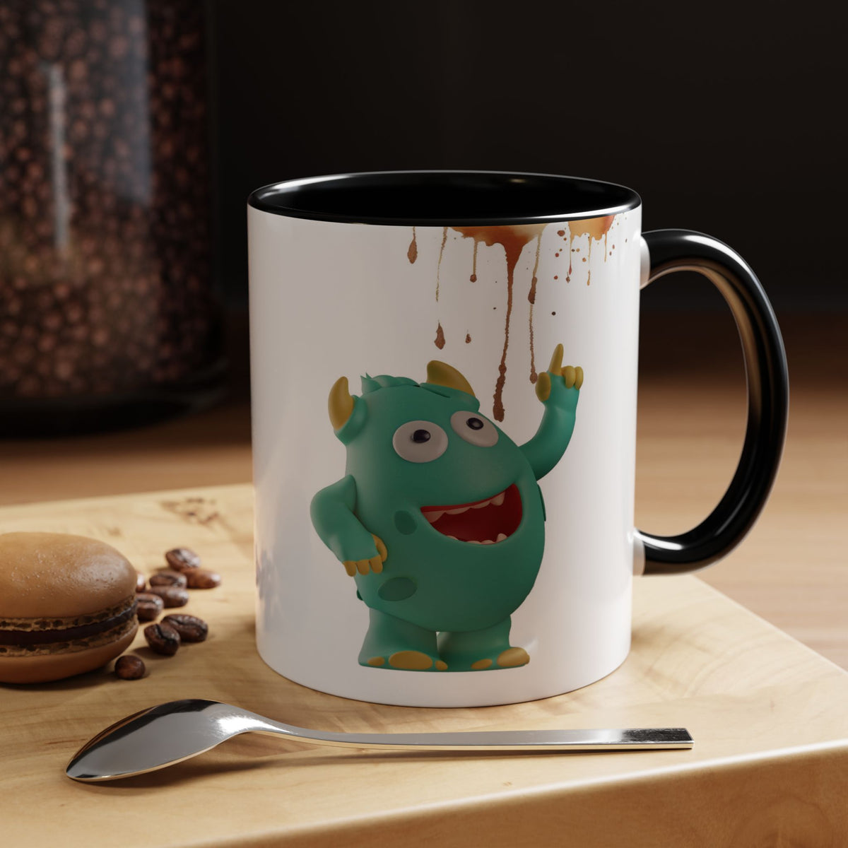 Humor Mug - Monster Drinks Coffee Spill