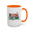 Christmas Mug - Merry Christmas Green & Red Text Santa Present