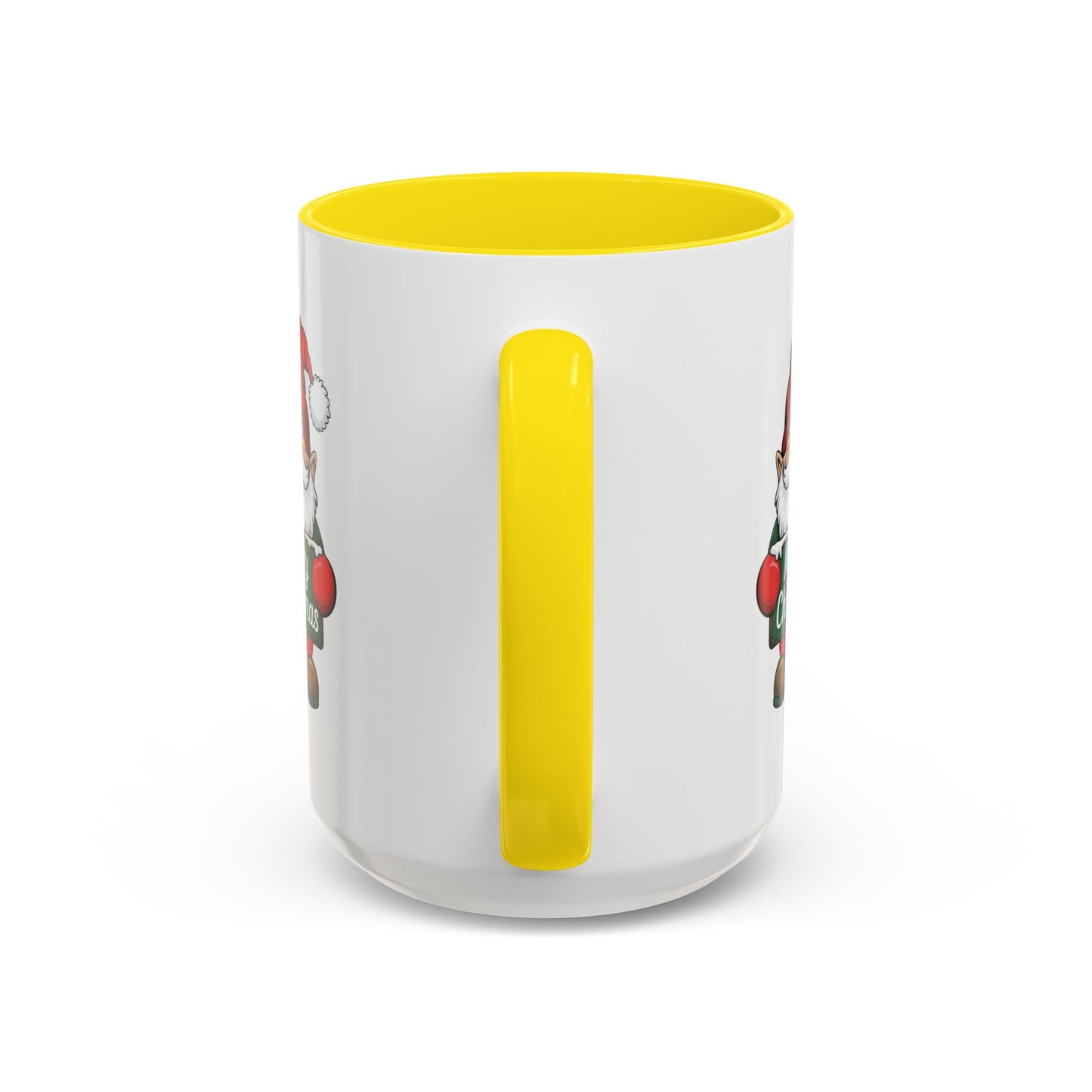 Christmas Mug - Merry Christmas White & Green Text Gnome Snow