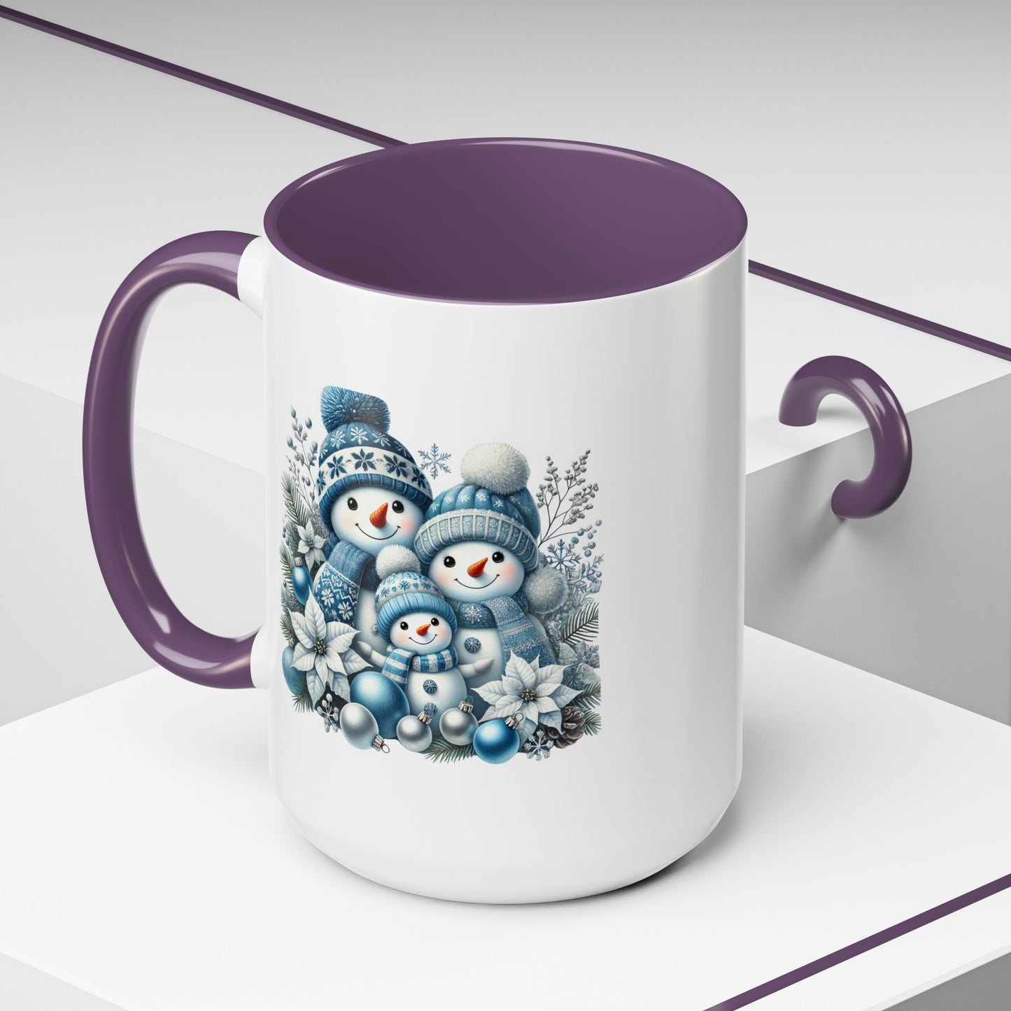 Christmas Mug - Blue Snowman Family