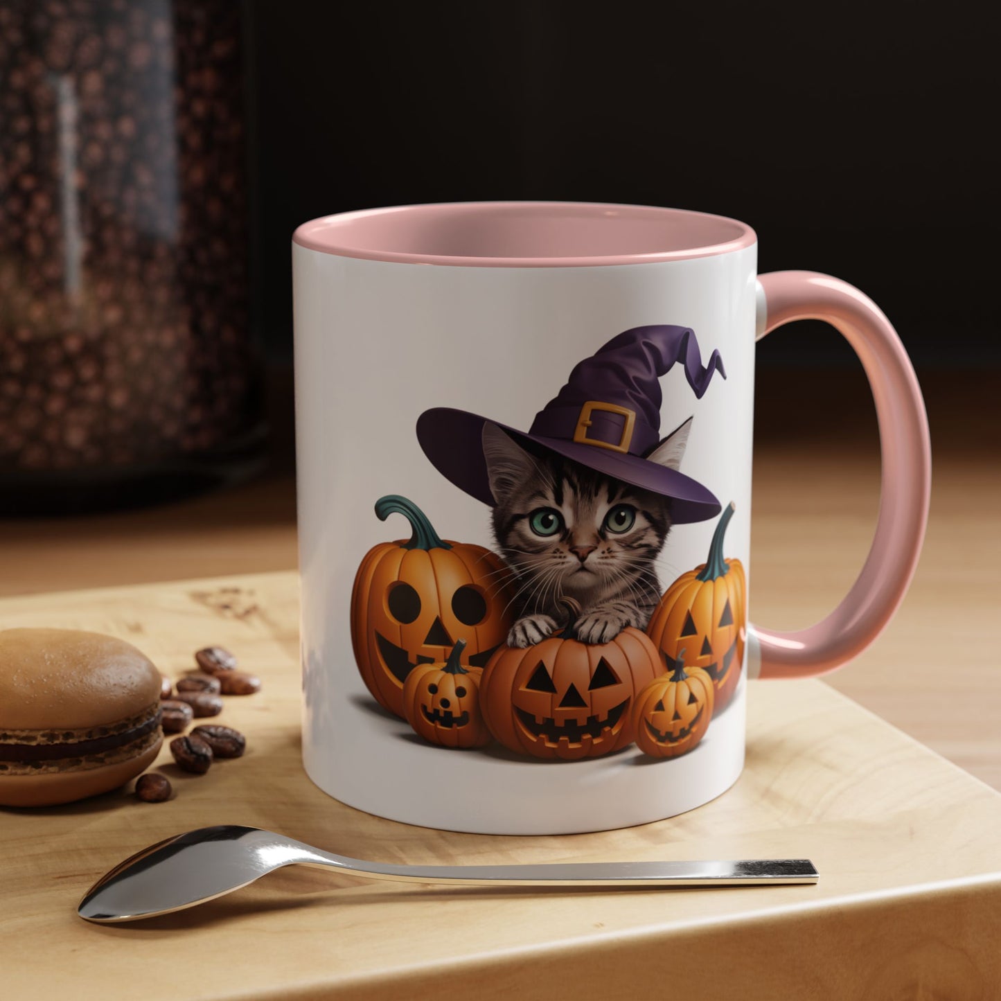 Halloween Mug - Witch Cat Hiding In Pumpkins