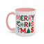 Christmas Mug - Merry Christmas Red Green & Gold Decorative Text