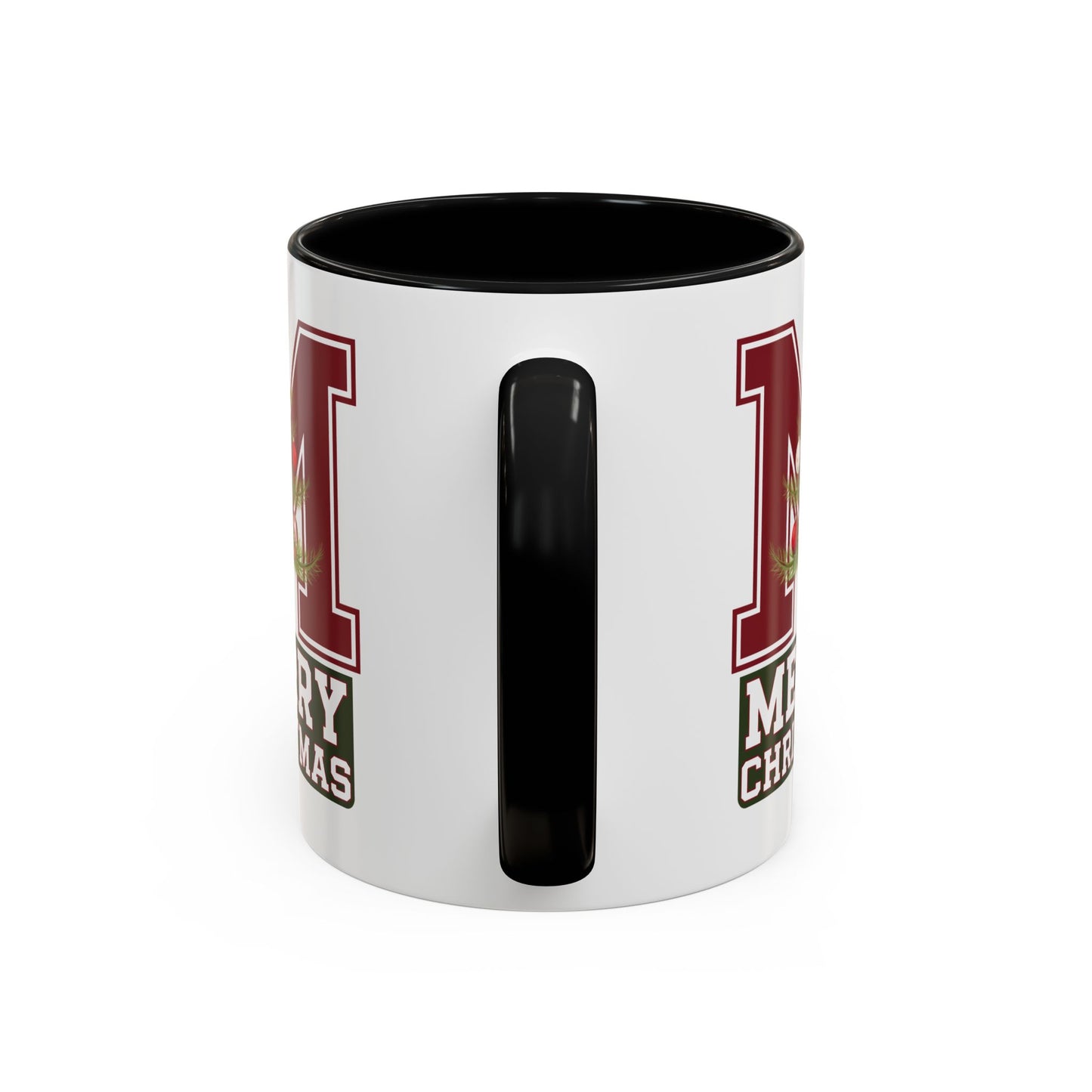 Christmas Mug - Merry Christmas White Green & Red College Text