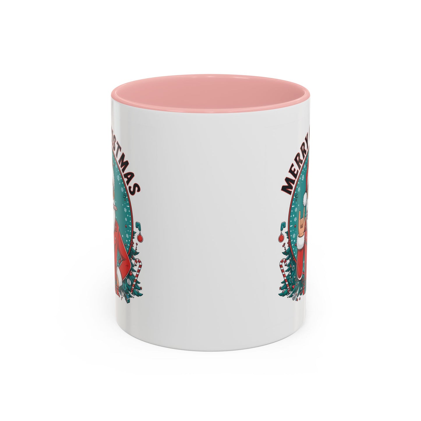 Christmas Mug - Merry Christmas Black & Red Text Cool Santa