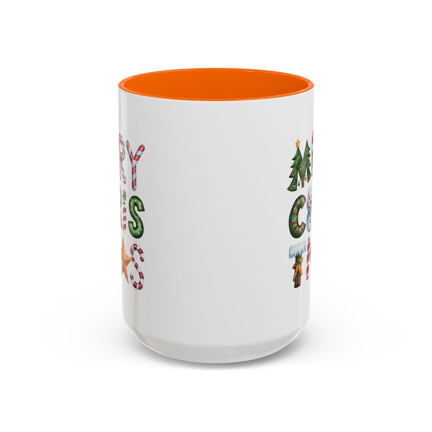 Christmas Mug - Merry Christmas Green Red & Gold Patterned Text