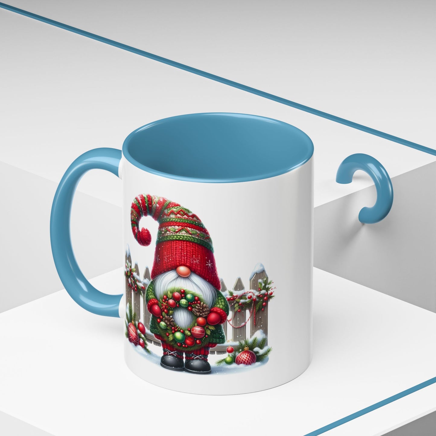Christmas Mug - Gnome with Christmas Wreath