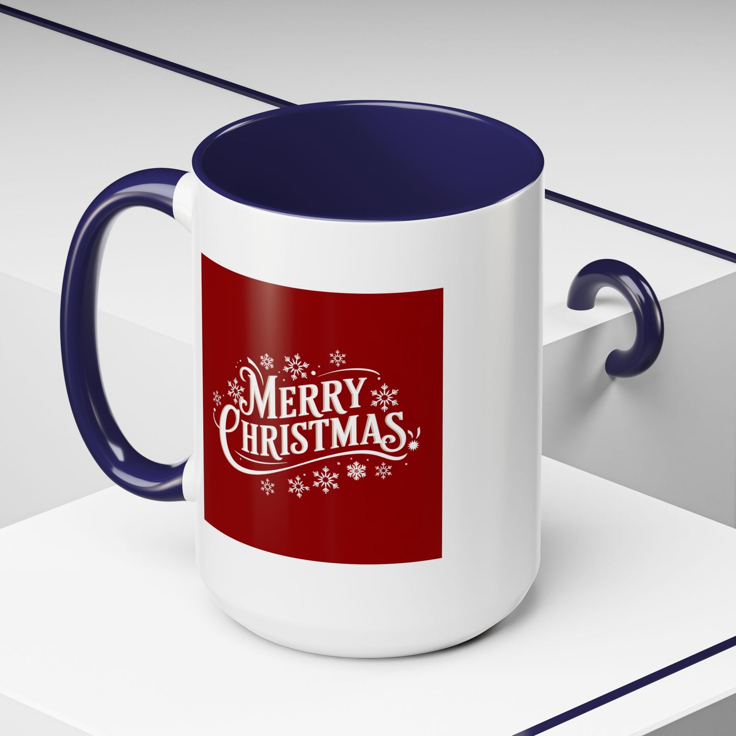 Christmas Mug - Merry Christmas White Text Maroon Background