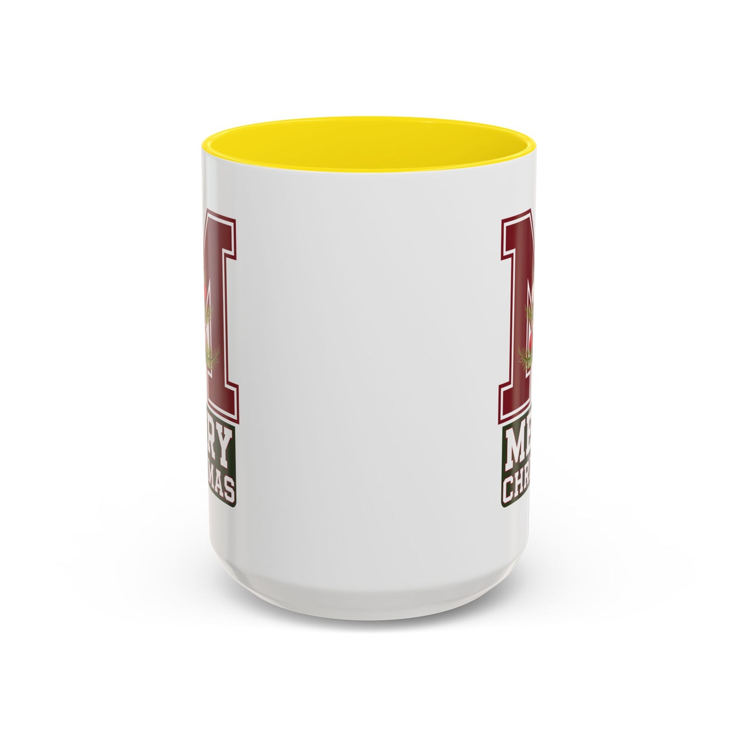 Christmas Mug - Merry Christmas White Green & Red College Text