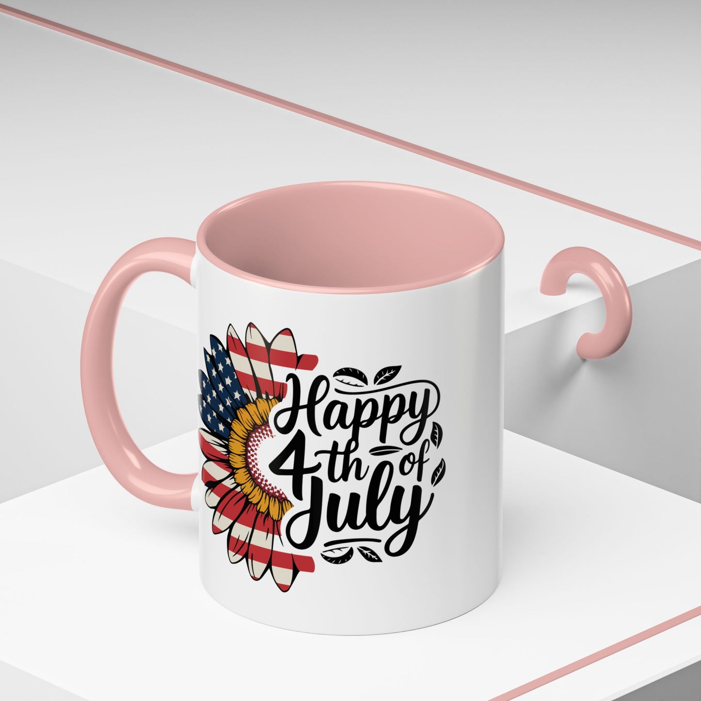 4th of July Mug - Happy 4th of July Sunflower USA Flag