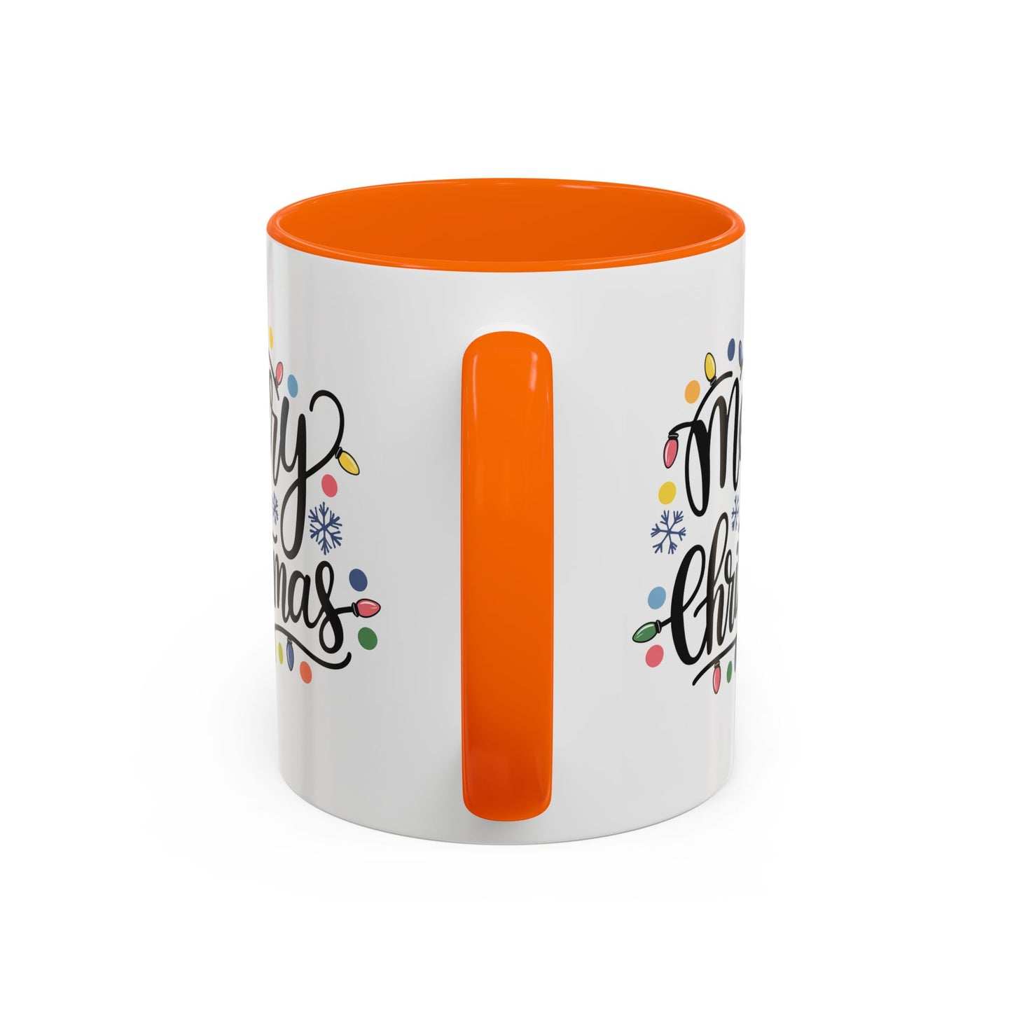 Christmas Mug - Merry Christmas Black Text Colored Lights
