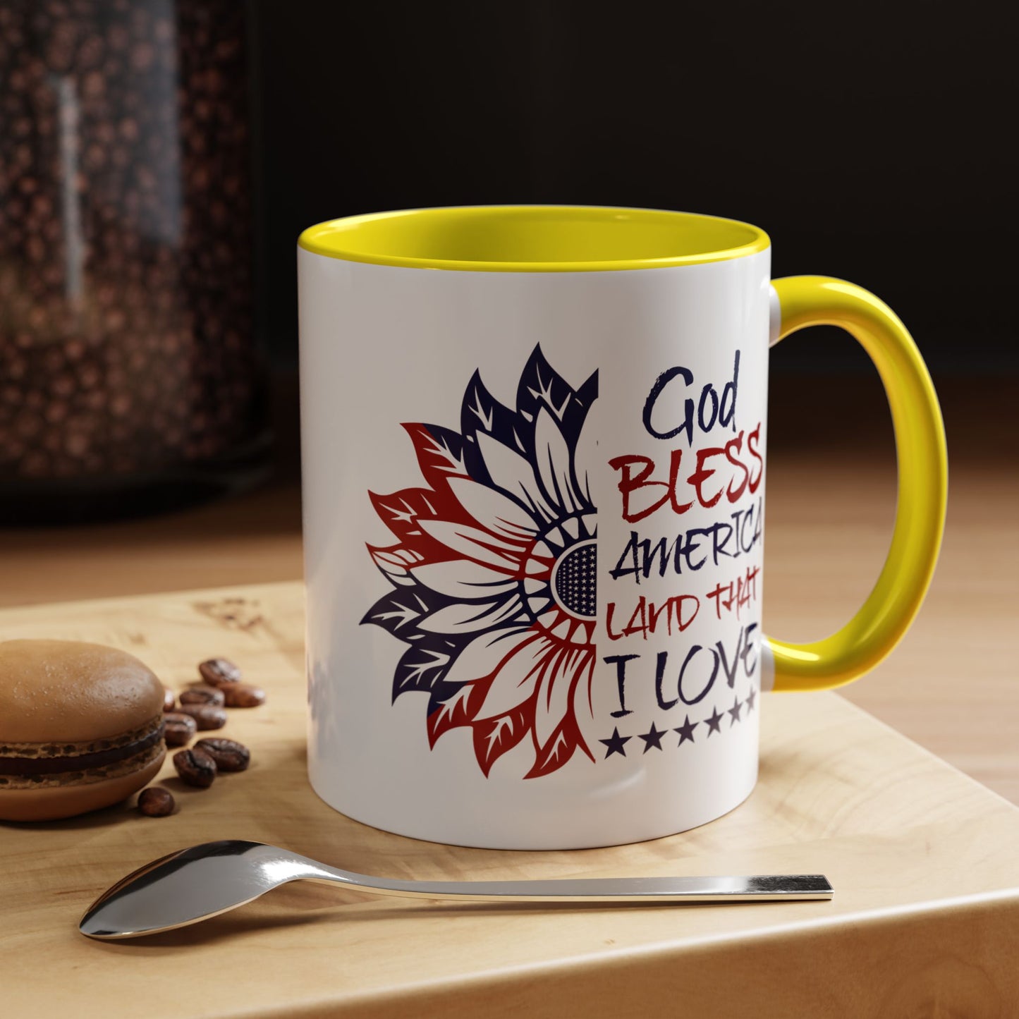 4th of July Mug - God Bless America Sunflower