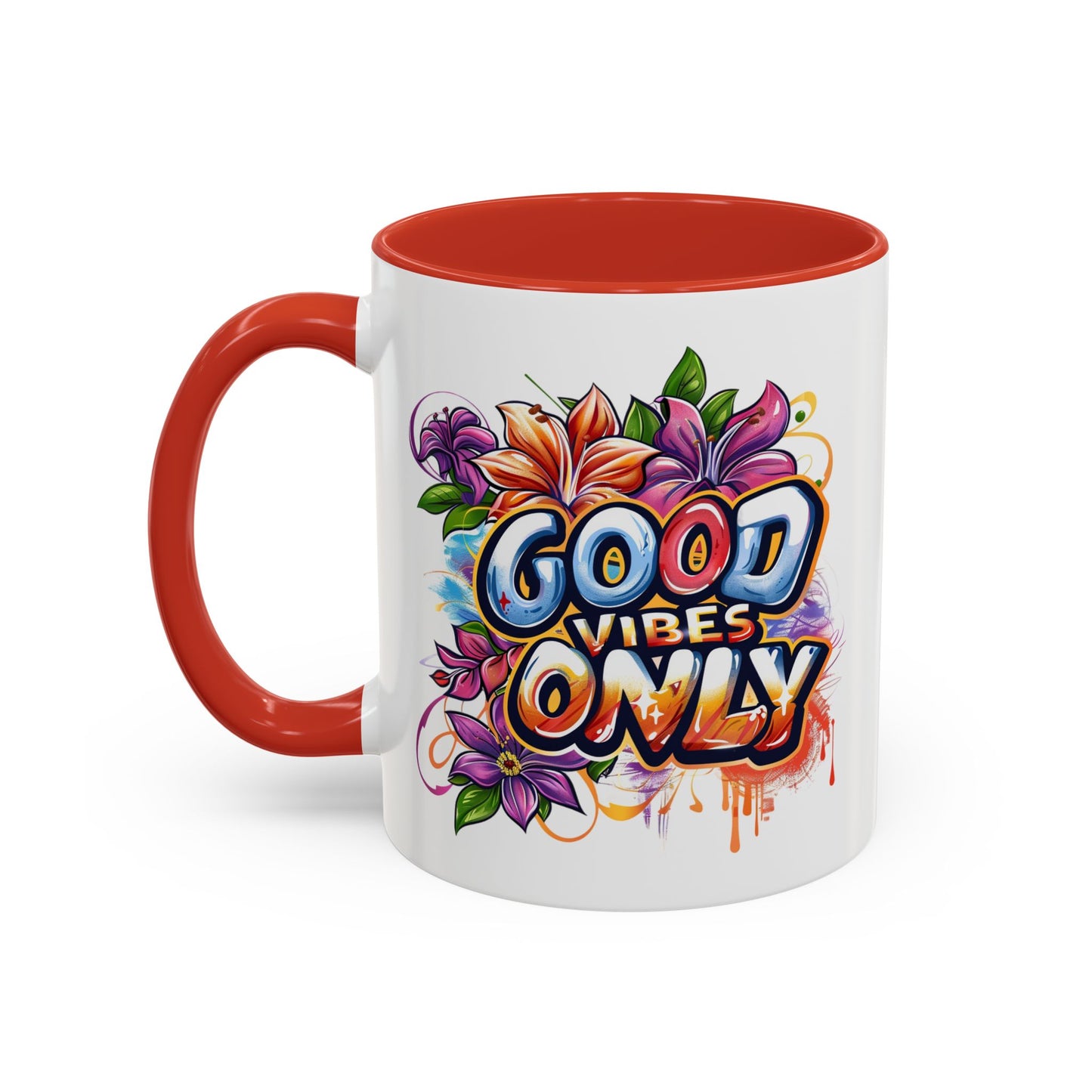 Wellness Mug - Good Vibes Only Graffiti Flowers