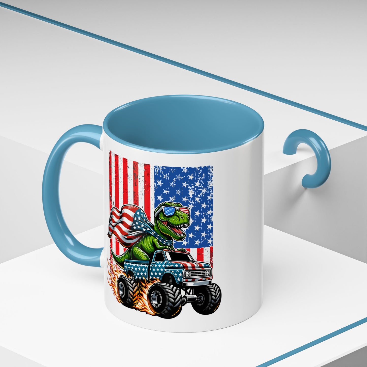 4th of July Mug - T Rex Riding Monster Truck