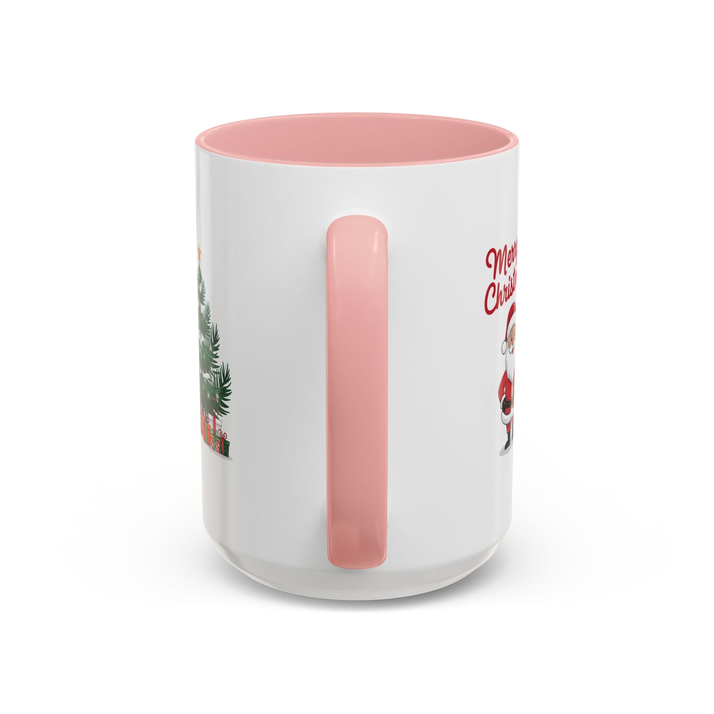 Christmas Mug - Merry Christmas Red Text Santa Tree Presents