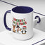 Christmas Mug - Red Green & Gold Text Reindeer Snowman Penguin