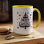 Christmas Mug - Merry Christmas Maroon & Blue Text Tree Hearts Stars