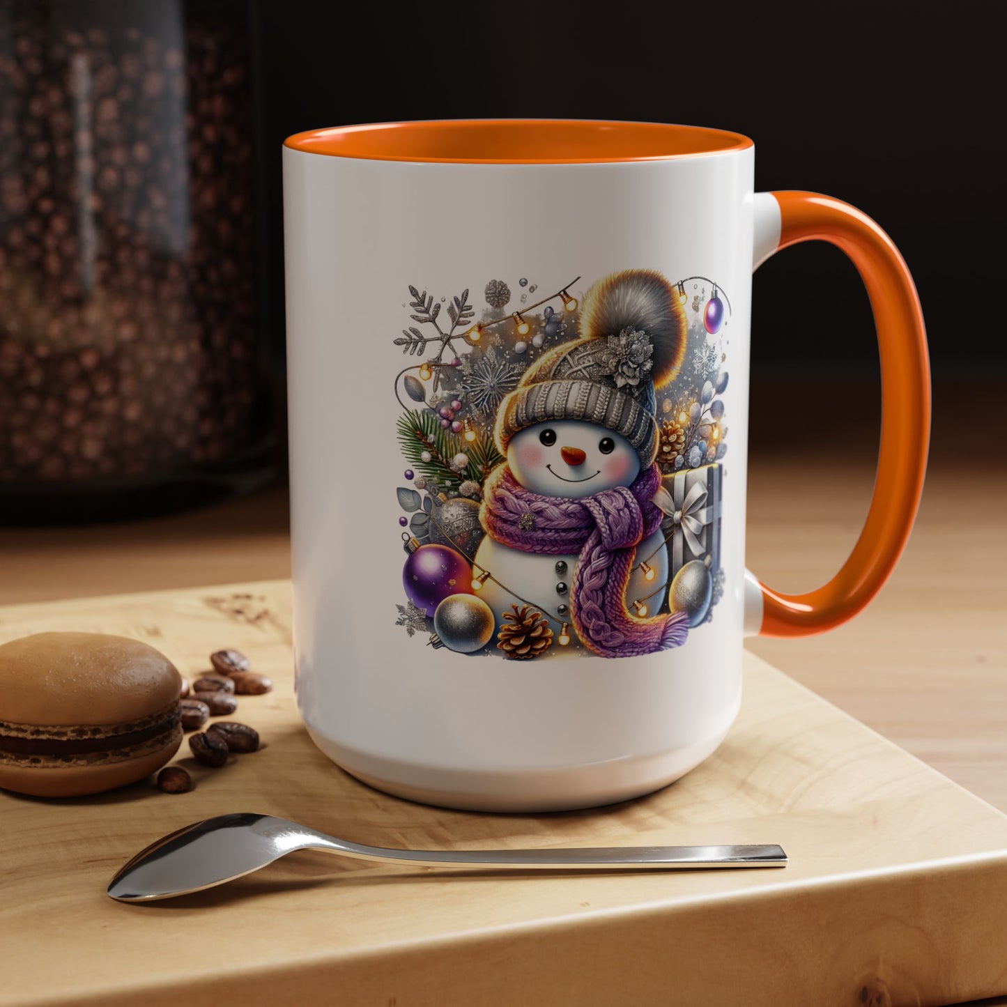 Christmas Mug - Purple and Silver Snowman