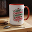 Christmas Mug - Merry Christmas Green & Red Text Trees Hearts Snowflakes Stars
