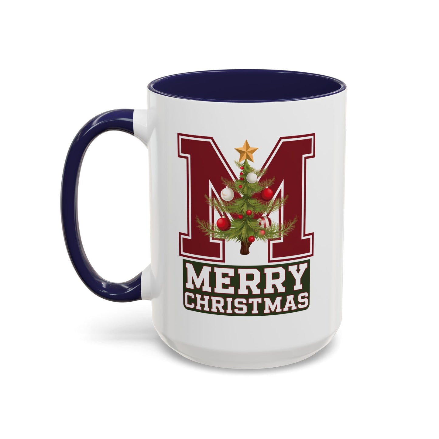 Christmas Mug - Merry Christmas White Green & Red College Text