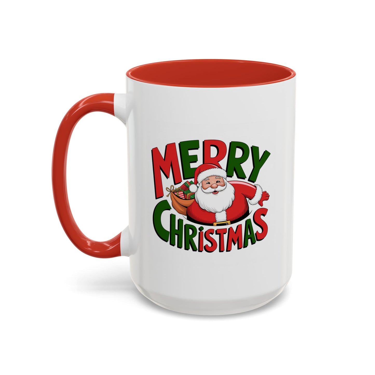 Christmas Mug - Green & Red Text Santa Presents