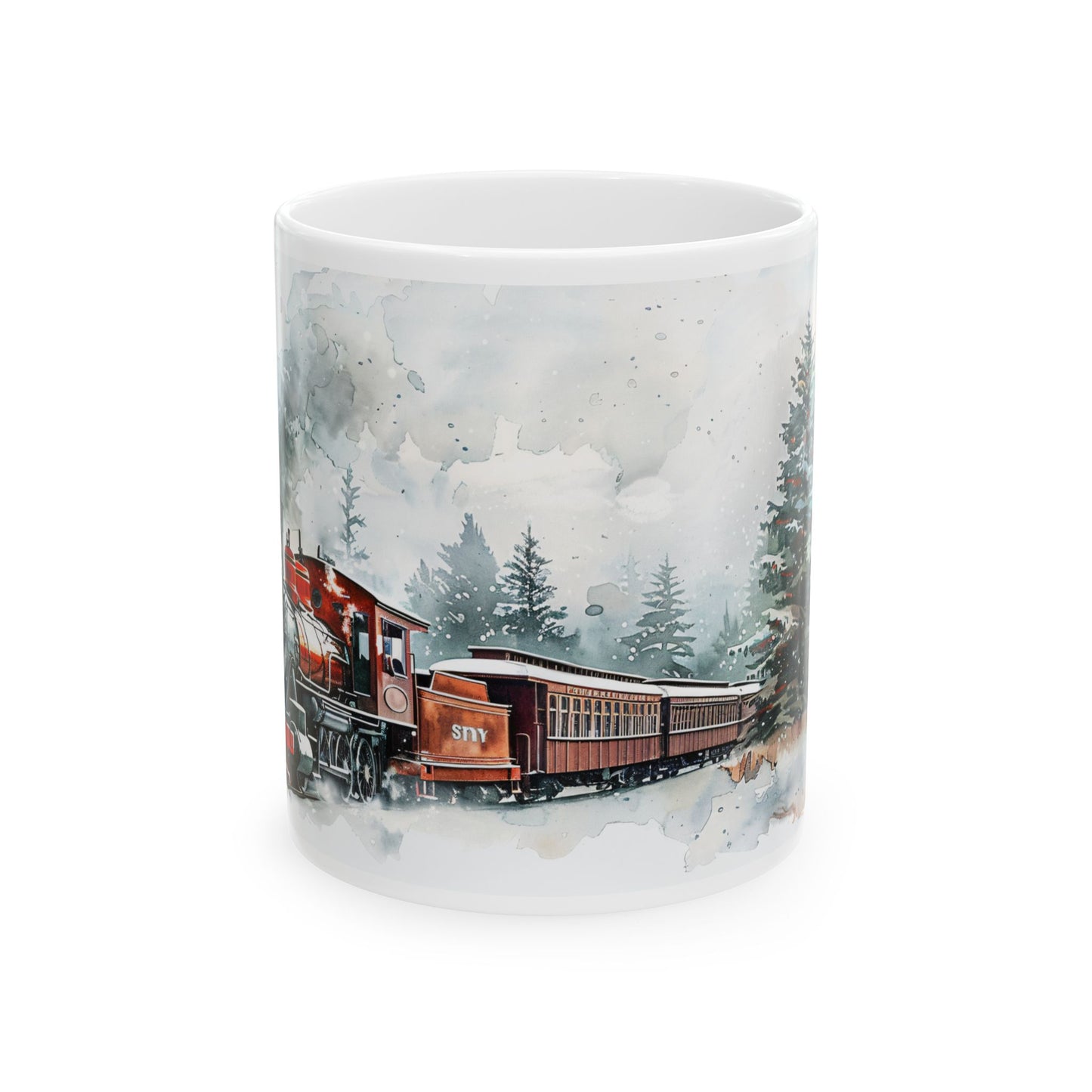 Christmas Mug - Snowy Landscape Train Wrap 5