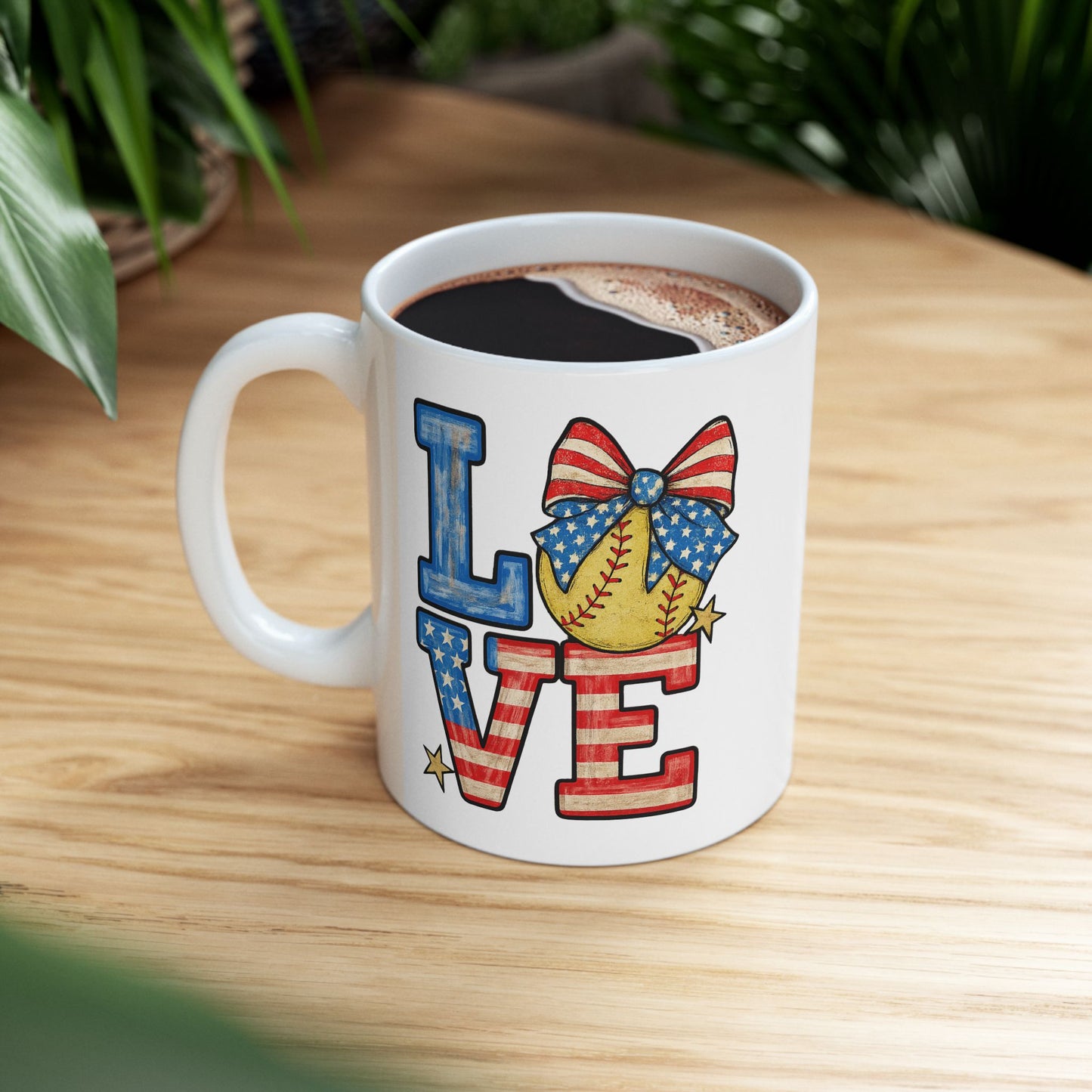 4th of July Mug - Patriotic Love Softball