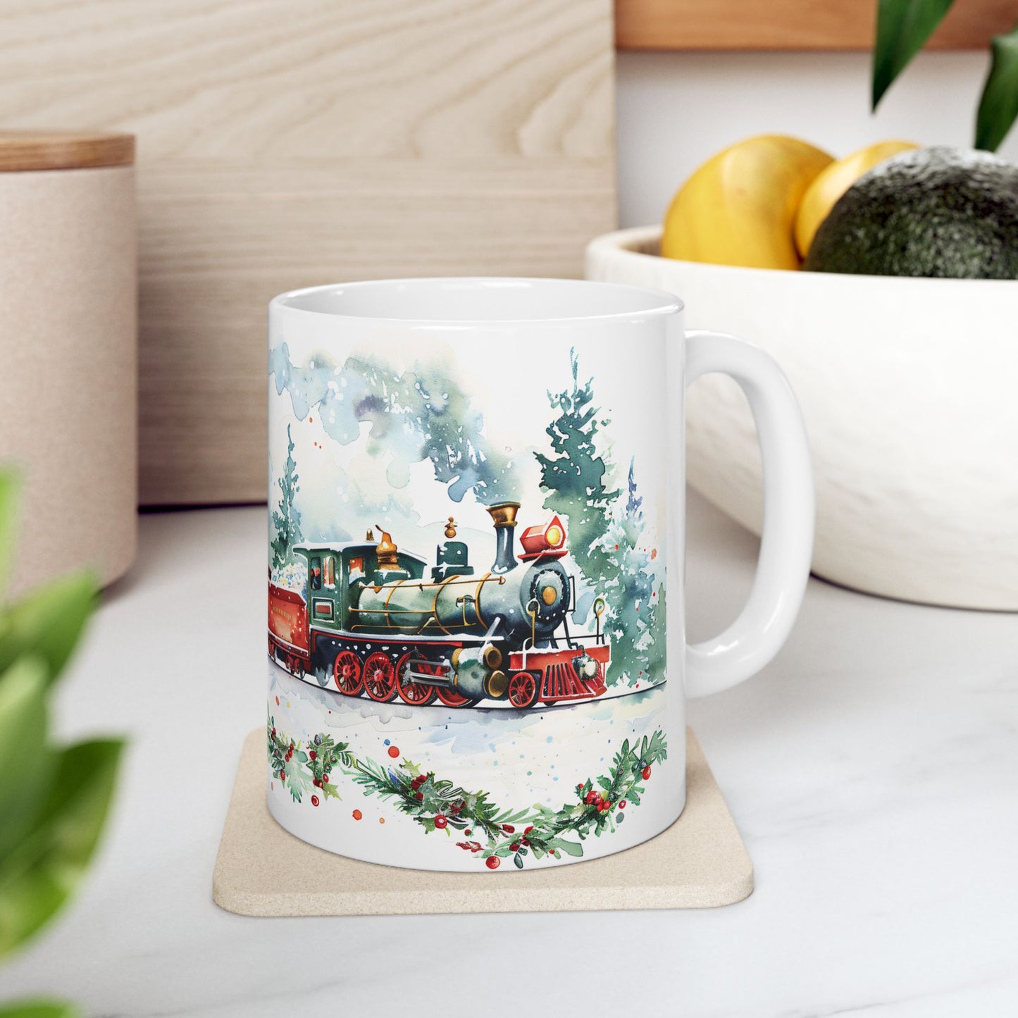 Christmas Mug - Snowy Landscape Train Wrap 9