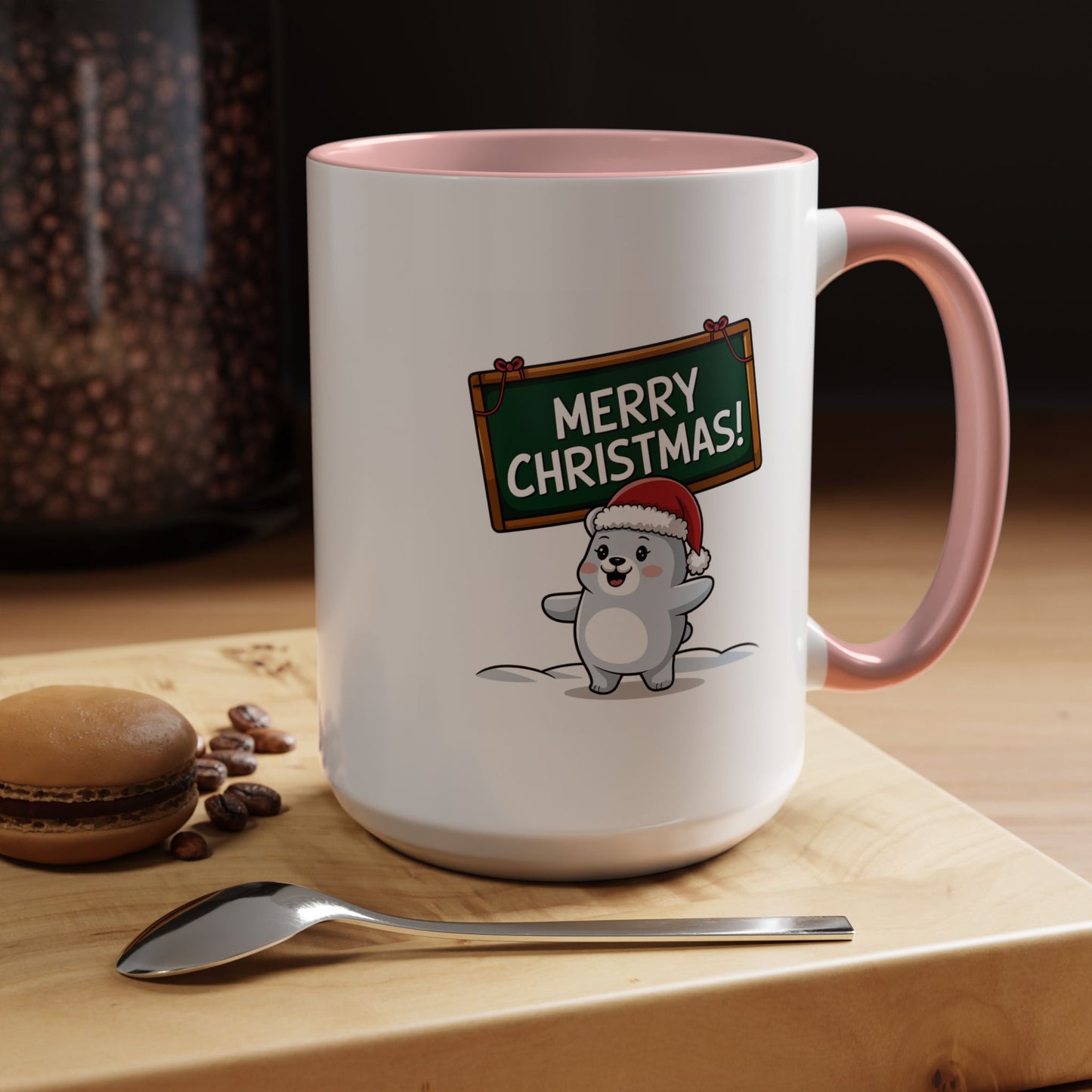 Christmas Mug - Merry Christmas White Text Seal Pup