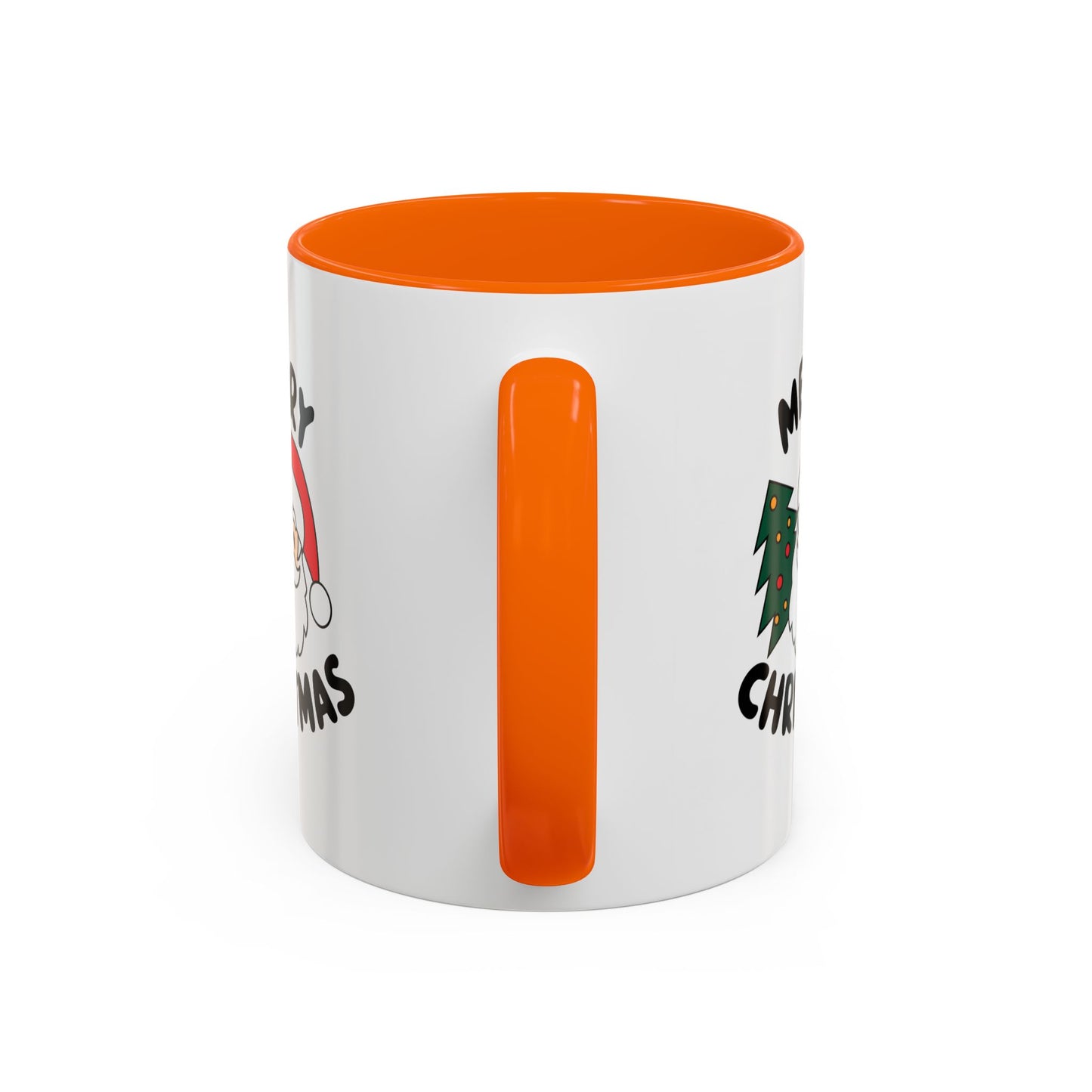 Christmas Mug - Merry Christmas Black Text Santa Tree