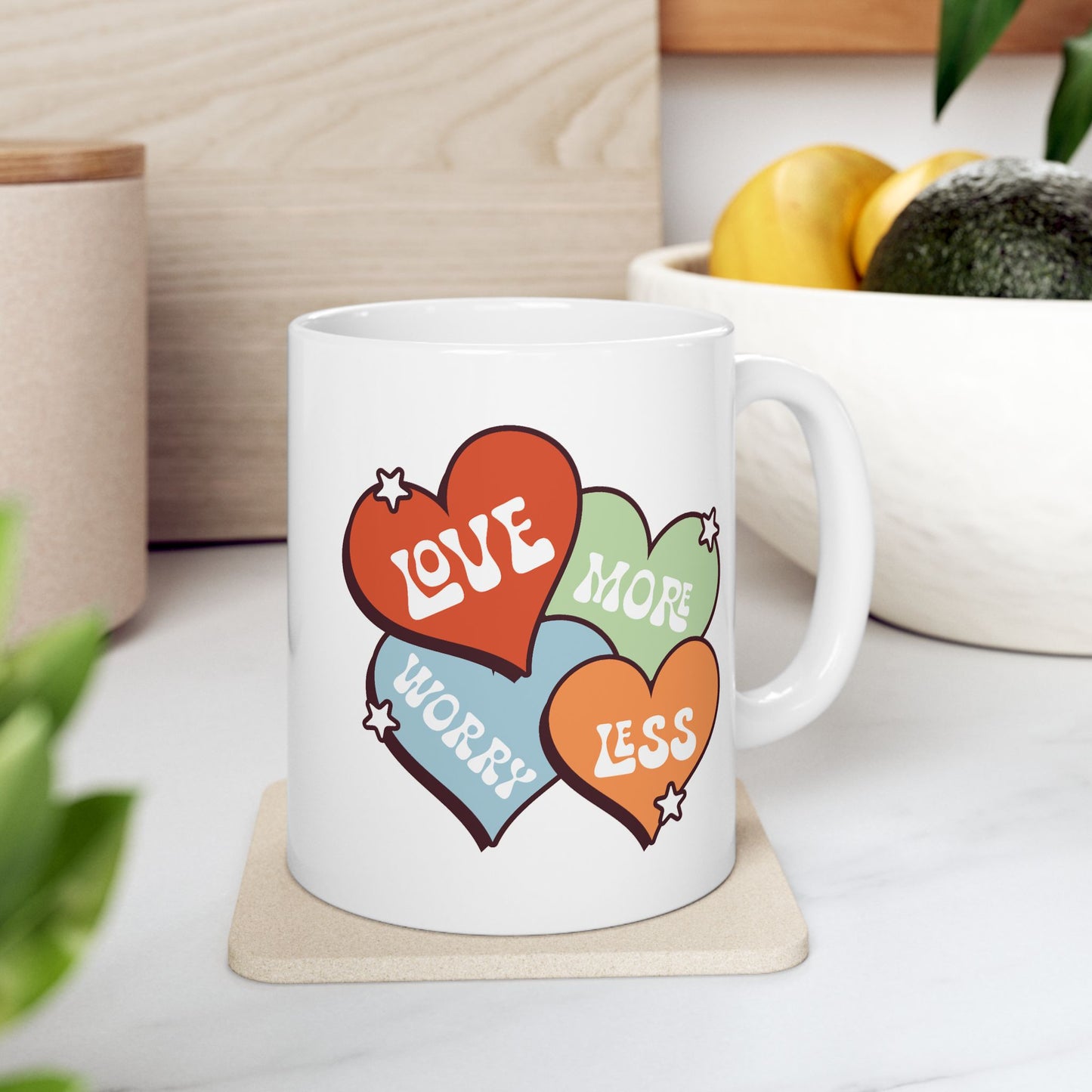 Wellness Mug - Love More Worry Less Hearts