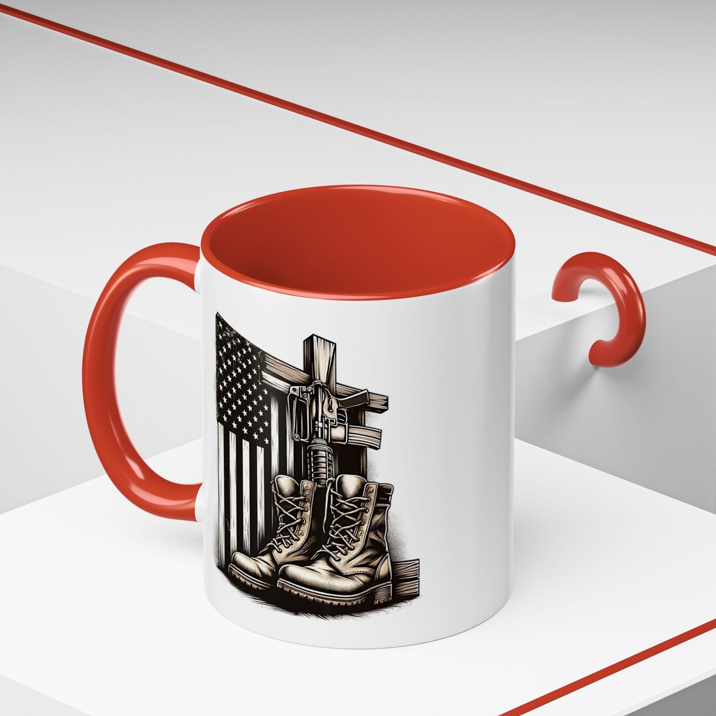 4th of July Mug - Fallen Soldier Boots Flag