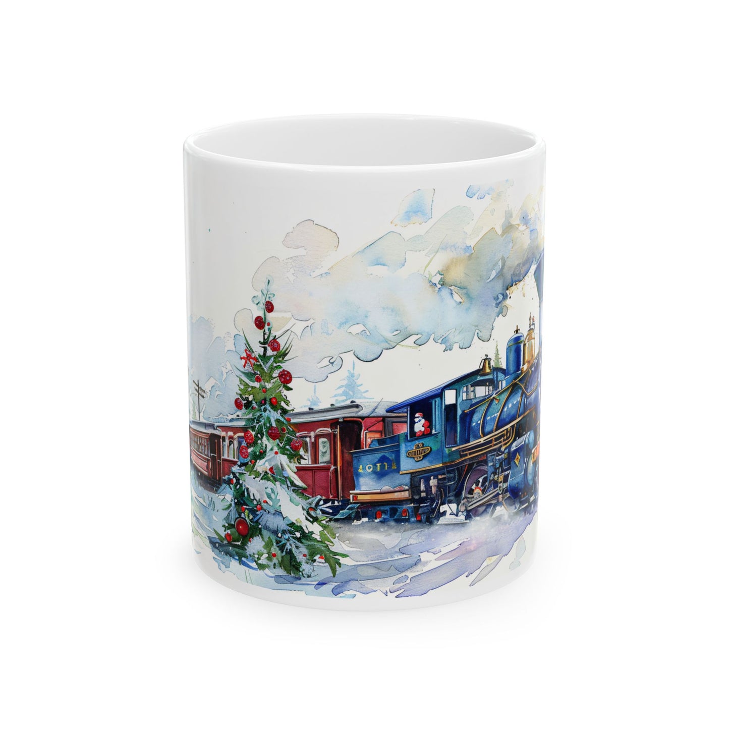 Christmas Mug - Snowy Landscape Train Wrap 3
