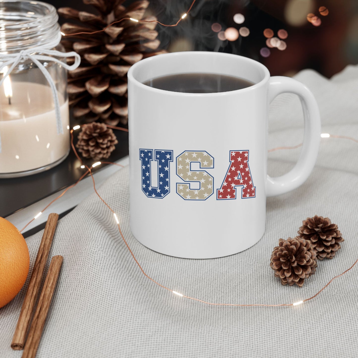 4th of July Mug - USA Red White & blue Stars