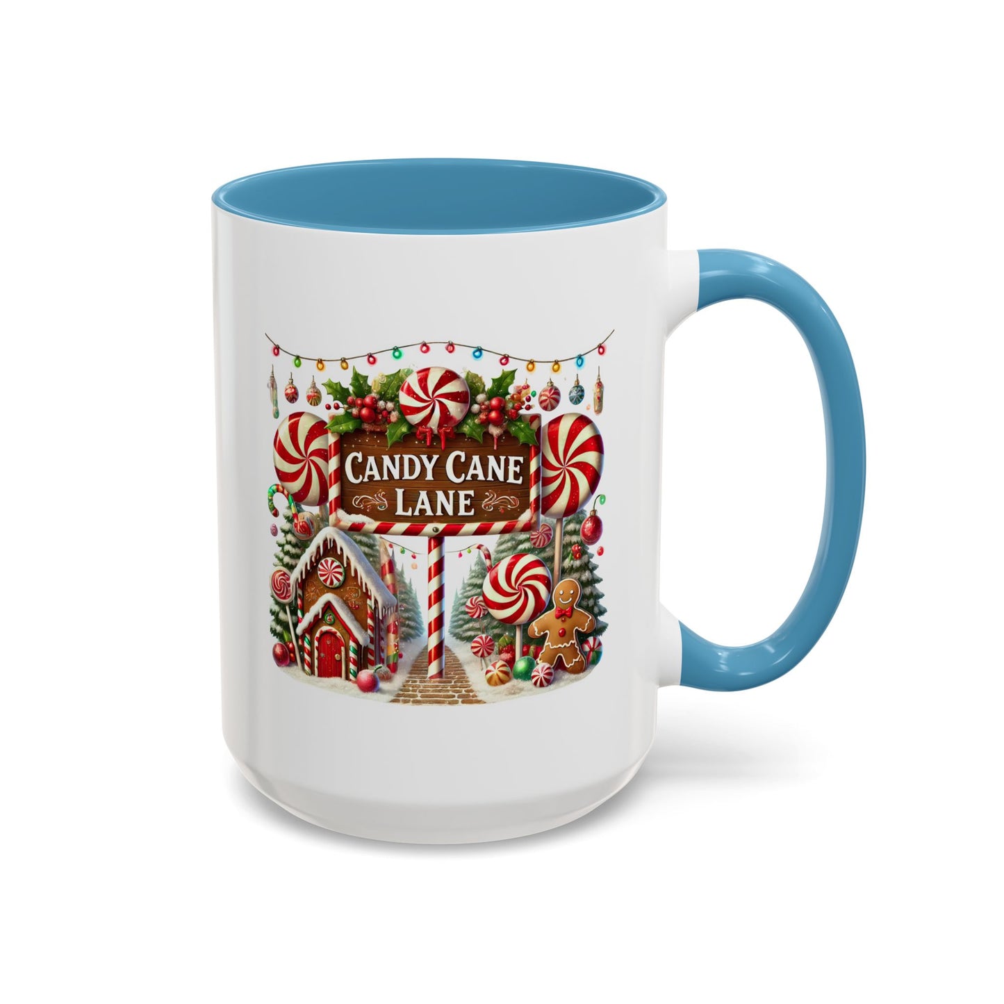Christmas Mug - Candy Cane Lane White Text Ornaments Candy
