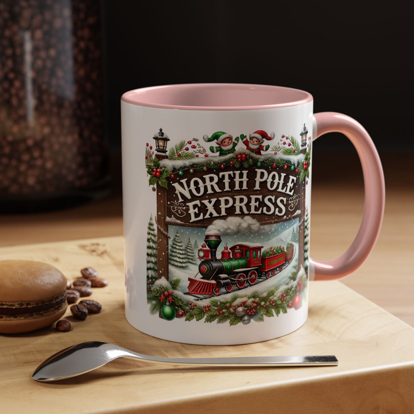 Christmas Mug - North Pole Express Steam Locomotive Decorations