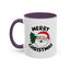 Christmas Mug - Merry Christmas Black Text Santa Tree