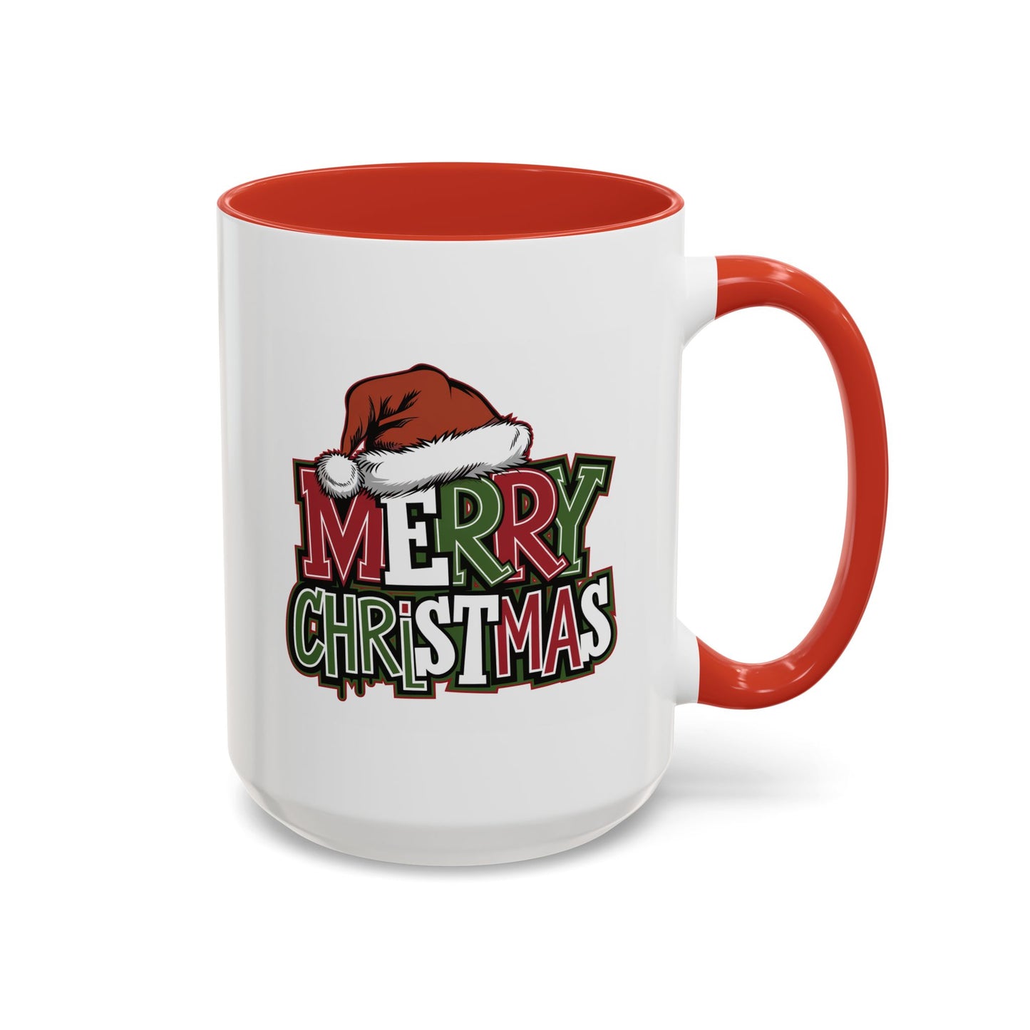 Christmas Mug - Merry Christmas Red Green & White Graffiti Hat