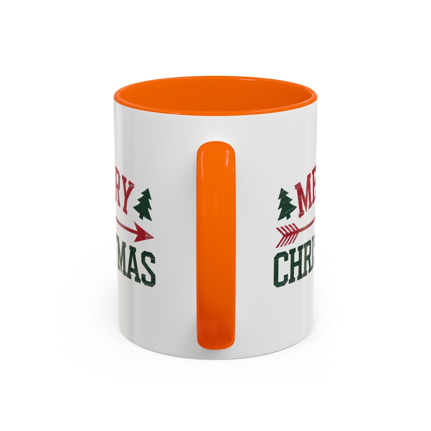 Christmas Mug - Merry Christmas Red & Green Text Heart Arrow Trees